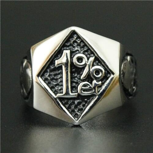 Polishing Fashion 1%ER Ring 316L Stainless Steel Men Boys Fashion Cool Man Biker Ring