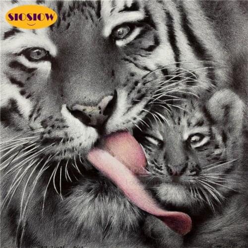 Full Drilling Diamond Painting Tigers Love Square Drill Diamond Embroidery Chinese Mosaic Cross Stitch Kits Art Craft Decor Home