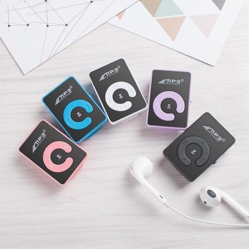 At a Loss Portable Mini Music MP3 Player With Mirror Clip USB Mp 3 Supports 128GB SD TF Card Fashion Hifi Outdoor Sport