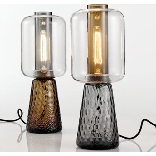 Simple Nordic bedroom New Nordic restaurant amber glass hotel bar decoration marble table lamp