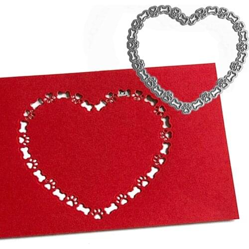 Heart Dog Paw Frame Metal Cutting Dies Stencil Scrapbooking DIY Album Stamp Paper Card Embossing Decor Craft New Dies for 2021