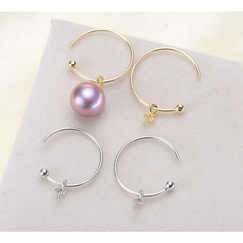 2 Color 925 Silver Pearl Earrings Fashion Beautiful Drop Earrings Findings Exquisite Jewelry Parts Fittings Womens Accessories