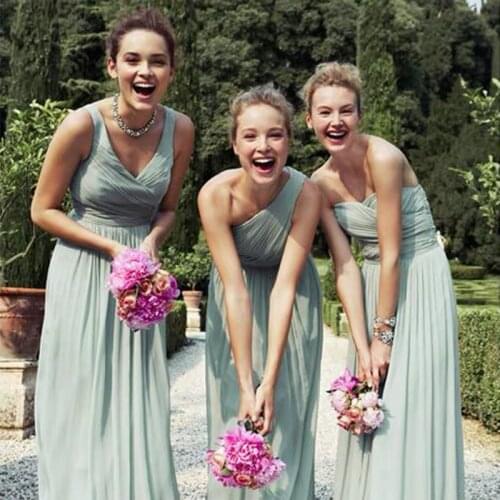 2020 Mint Green Chiffon Prom Dresses A-line One-Shoulder Evening Dress vestido de noche LE40747