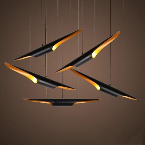 Nordic Retro Post Modern Chandelier Restaurant Table Light Bar Lighting Fixture Coffee Shop Aluminum Bamboo Design Lamp