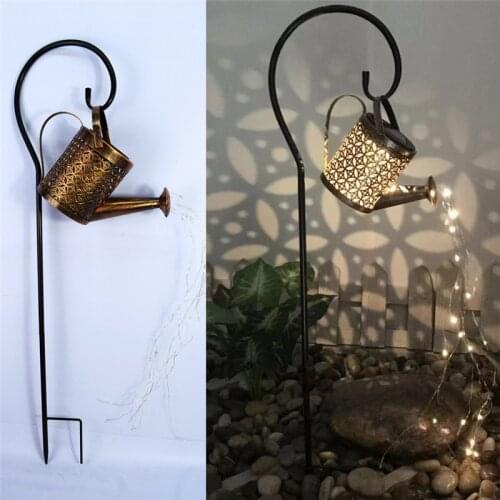 Solar LED Watering Can Lamp Yard Garden Patio Solar Fairy Light String Garden Decoration Lights Outdoor Ornaments Crafts