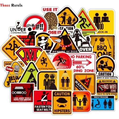 Three Ratels 50 PCS Warning Stickers Danger Banning Signs Waterproof Decal Sticker DIY Laptop Motorcycle Luggage Snowboard Car