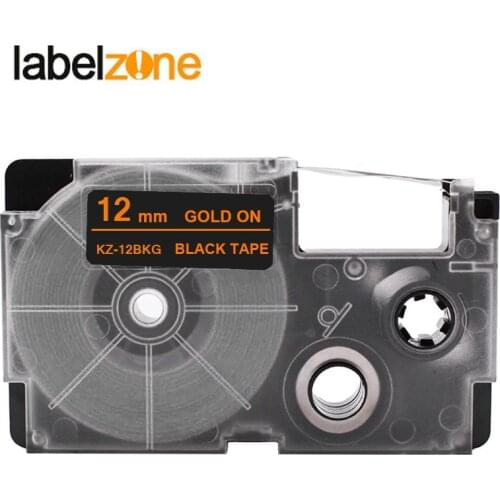 12mm*8m XR-12BKG Gold on black Laminated Label Tapes Compatible for KL60 KL100 KL120 KL750 KL780 KL820 KL7000 Label Printer
