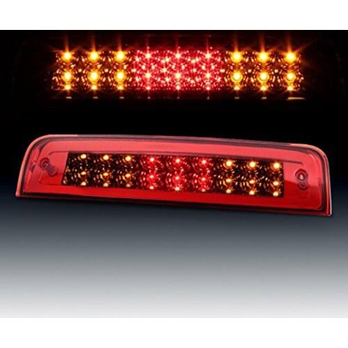 Rear Tail Third Brake Light Assembly Chrome High Mount Brake Stop Warning Lamp Set Red for Dodge Ram 1500 2500 3500