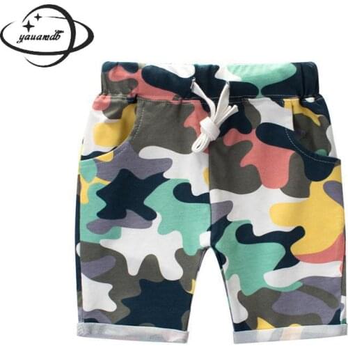 3-11y Kids Casual Shorts Summer Boys Short Pants Elastic Waist Camouflage Loose Pocket Childrens Casual Clothes Y21