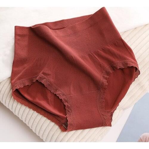 Ladies Sexy Slimming Underpants Knickers Bragas High Waist Panties Womens Lace Breathable Cotton Female Underwear Solid Briefs
