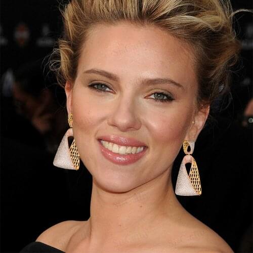 2021 New Dubai Luxury original Delicate Full CZ Pendant Earrings for Women Bridal Wedding boucle d'oreille femme