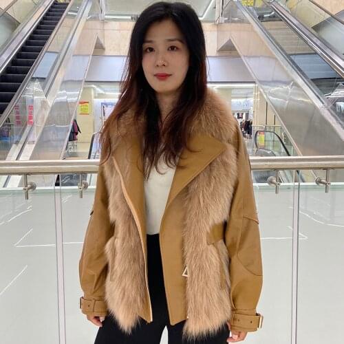 Winter Sheepskin Jacket Women Natural Fox Fur Coats 2021 New Fashion Warm Jackets Plus Size Overcoat