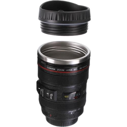 1pc Camera Lens Thermos For Canon EF 24-105mm Coffee Mug Cup Stainless W Drinking Lid