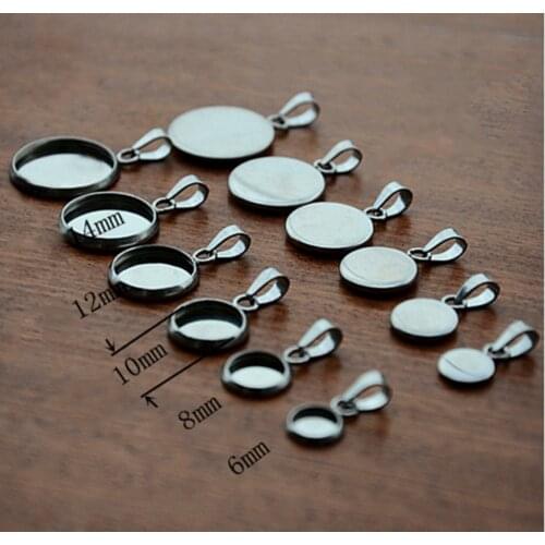 10pcs 12mm 20mm Stainless Steel Pendant Settings Clasps Cabochon Base Bezel Trays Blank Cabochons Cameo DIY Jewelry Findings