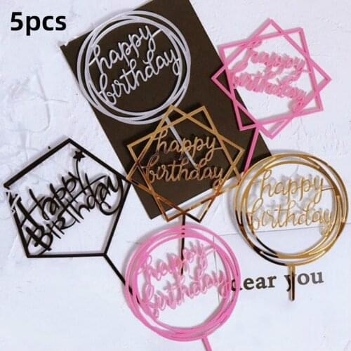 10Pcs Happy Birthday Cake Toppers Multicolor Letter Acrylic Cake Decoration Accessories Baby Shower Party Supplies