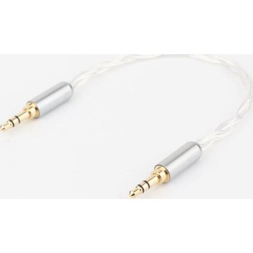 10cm Silver Plated 3.5mm Male to 3.5mm Male Stereo Audio Hifi Audio Cable Car AUXWire Jump Cable