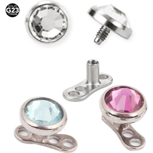 [100% G23 Titanium]14G Micro Dermal Anchor Top with Holes base for Piercings Diver Implant in Skin Mamilo Pircing Body Jewelry