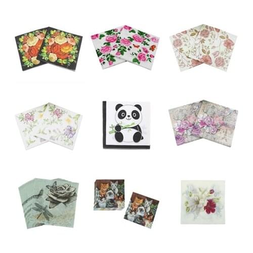 20pcs muti-styles flowers Rose unicorn animals Paper Napkins Cafe&Party Tissue Napkins Decoupage Decoration Paper