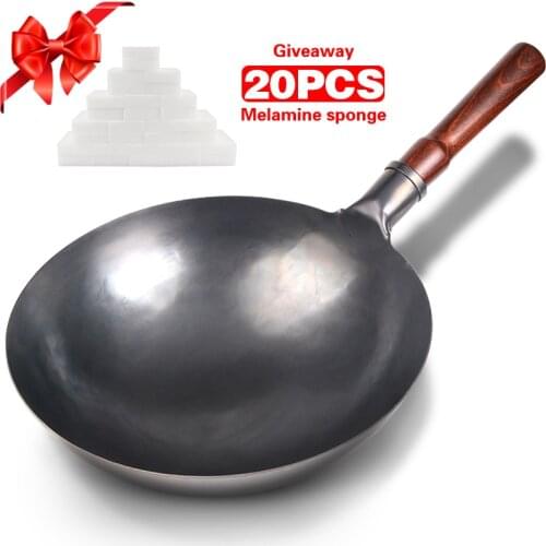 Traditional Wok Handmade Iron Wok Non-stick Pan Non-coating High Quality Woks Chinese Iron