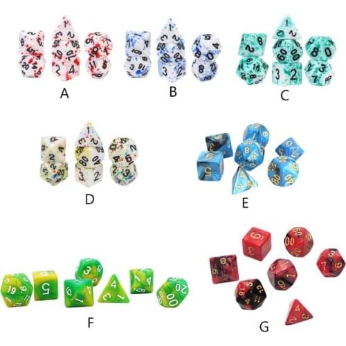 7pcs/set Acrylic Dice Set Different Shapes Digital Dice for RPG MTG DND Board Game Role Playing Games