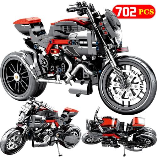799PCS City Moto Racing Motorbike Model Building Blocks High-tech Motorcycle Vehicles Bricks Educational Toys For Boys