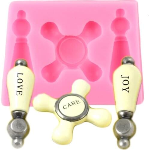 Antique Hardware Faucet Handle Silicone Mold Baby Party Cupcake Topper Fondant Cake Decorating Tools Candy Clay Chocolate Mould