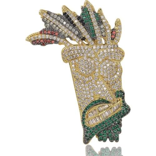 Bling Iced Out UKA Mask Solid Pendant Necklace New Arrival Micro Paved Hip Hop Jewelry For Men Women Gifts