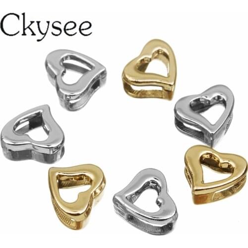 Ckysee 30pcs/lot 2.5X6mm Rhodium Gold Alloy Heart Shape Charms Beads For DIY Bracelet Necklace Jewelry Finding