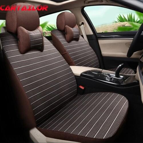 CARTAILOR Summer Cool Car Seat Cover Linen Fabric & Ice Silk Custom Car Seats for BMW X1 2016 2012 Seat Covers Cars Accessories