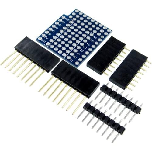 D19) ProtoBoard Shield for WeMos D1 mini double sided perf board Compatible
