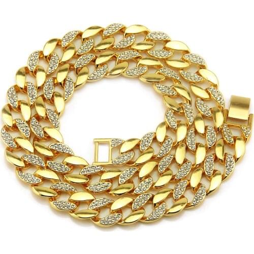 2021 Popular Hip Hop In Europe And America Gold Mens Necklace 30 Inch Large Gold Chain Cuban Chain Necklac