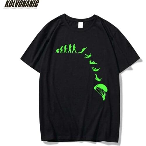 Human Evolution Go Skydiving Print Plain T-Shirts 100% Cotton Branded Mens Clothing High Quality Casual Streetwear T Shirt