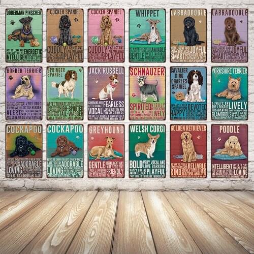 [ Kelly66 ] Dog Cocker Spaniel Greyhound Poodle Boxer Metal Sign Home Decor Pet Store Wall Art Painting 20*30 CM Size Dy25