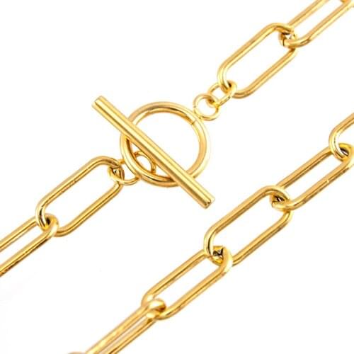 Group Toggle necklace Lucky gold color Coin lock for women stainless steel short Choker collares Medal Gift Party DIY Jewelry