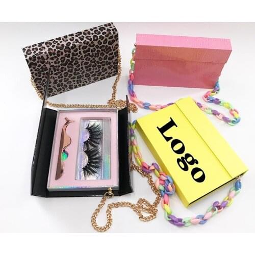 Chain Eyelashes Box Wholesale Eyelash Packaging Newest Empty Lash Case With Tray 25mm Mink Lash Boxes Packaging