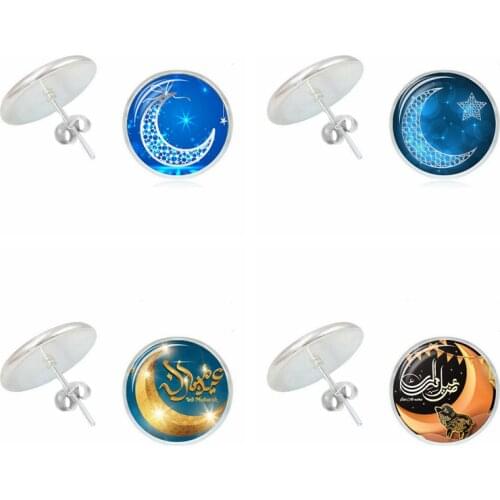 Hot! 2019 New Earrings Ramadan Festival Moon Girl Time Glass Convex Girl Earrings Fashion Ladies Childrens Jewelry