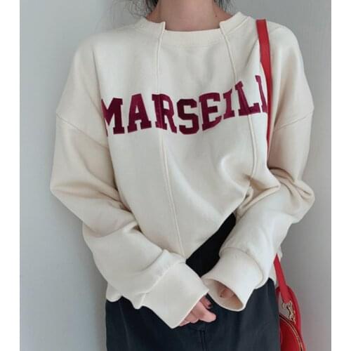 LMQ NEW Casual Loose Vintage Letter Round Neck Sweatshirt Female Korean Kawaii Sweatshirts Korea Ulzzang Clothing For Women Tops