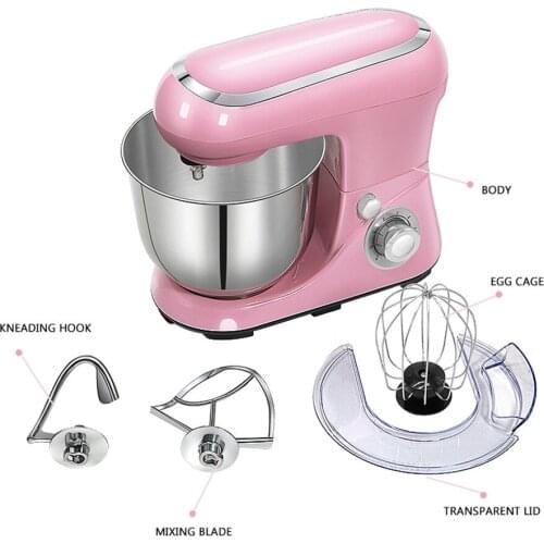 Household Small Kneading Chef Machine Baking Desktop Electric Whisk Commercial Whisk Cream Milk Cap Stainless Steel 220V 1000W