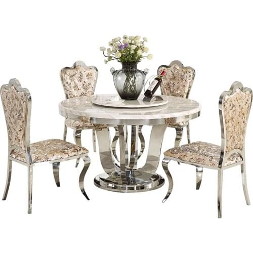 Marble stainless steel dining table set 4 chair Nordic comedor sillas de comedor mesa comedor muebles de madera mesa de jantar s