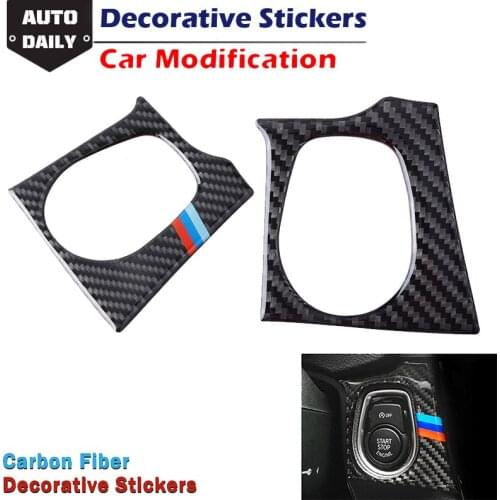 Carbon Fiber Stickers Car Engine Star Button Trim Decorative Stickers Fit For BMW 3 Series F30 2013-2015,GT F34 2013-2017
