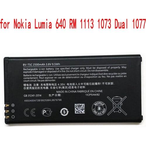 100% NEW Original BV-T5C BVT5C 2500mAh battery for Nokia Microsoft Lumia 640 RM 1113 1073 Dual 1077 Mobile phone