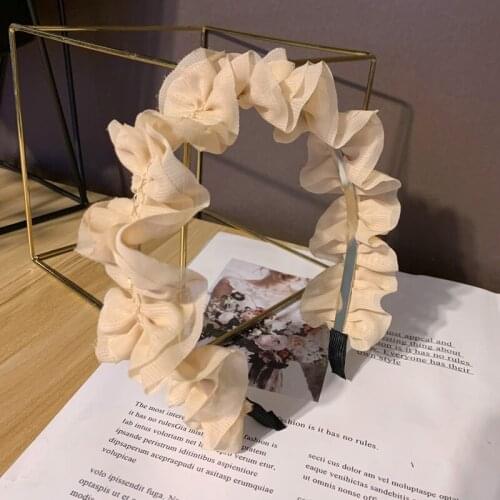 2020 Headband New Korean Chiffon Lace Headpieces Adult Stylish Simple Wide Wave Hairband for Women and Girls Hair Accessories