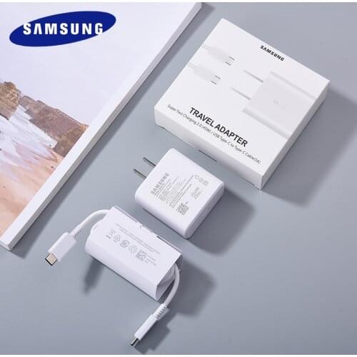 Original SAMSUNG 45W US Super Adaptive Fast Charger EP-TA845 Dual Type C Cable For GALAXY Note 10 Plus 20 Ultra S20 Plus S21 A90
