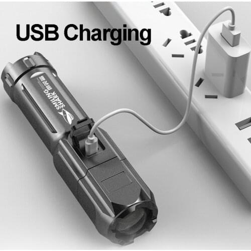 Rechargeable Strong Focusing Flash Light Battery Zoom Xenon Forces Torch Multi-function Bright Led Flashlight Camping Lighting