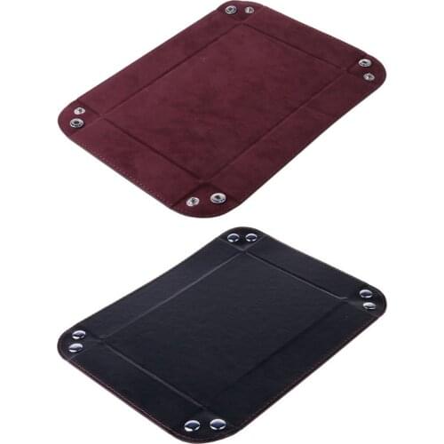Rectangle PU Leather Dice Trays Foldable Storage Box Table Games Key Coin Box for Board Game