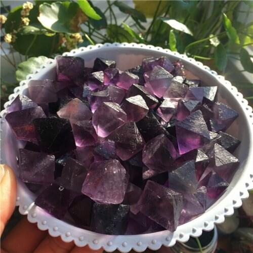 Purple Fluorite Octahedron Natural Stones Quartz Crystals Healing Reiki Gemstones Feng Shui Home Decoration