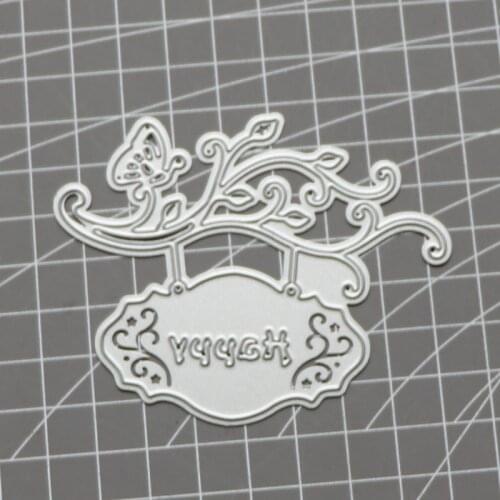 Happy Word Butterfly Branches Metal Cutting Dies Stencil for DIY Scrapbooking Paper Card Making Embossing Craft