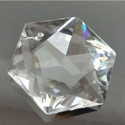100mm Hexagram Transparant Crystal Rainbow Prism Clear Glass Ball Pendant Window Hanging Ornaments For Car Garden Home