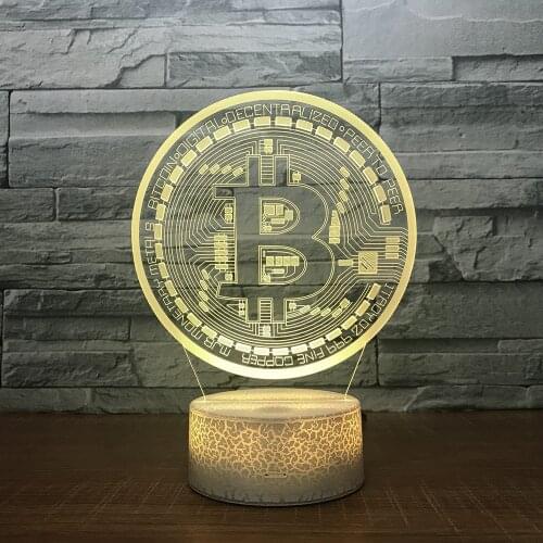 Bitcoin LED 3d Night Light Acrylic 7 Color Change Touch RC USB Table Lamp for Kids Gift Home Bedroom Decorations