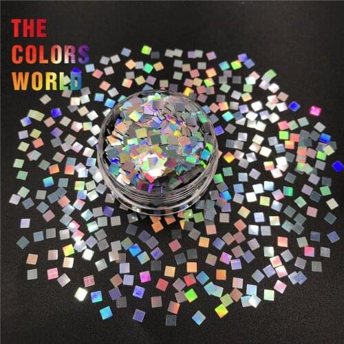 TCA100 Holo Silver Square 3MM Nails Glitter Nail Art Decoration Crafts Handwork Tumbler DIY Accessories Festival Party Supplier